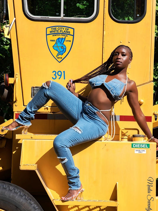 Denim on Denim Pants Set