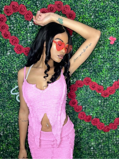 Y2K Pink Butterfly Skirt Set